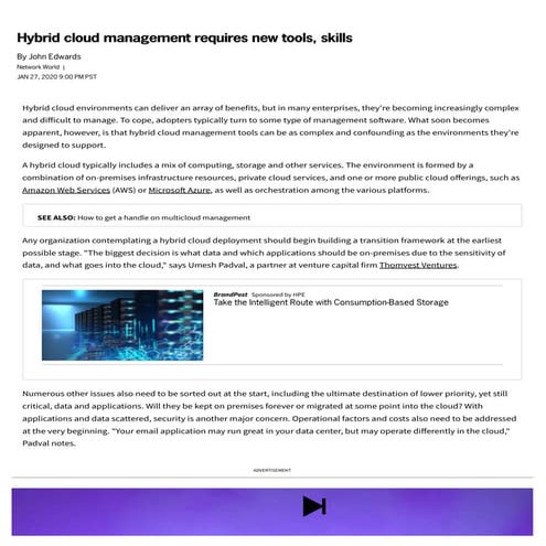 Hybrid cloud management requires new tools, skills 