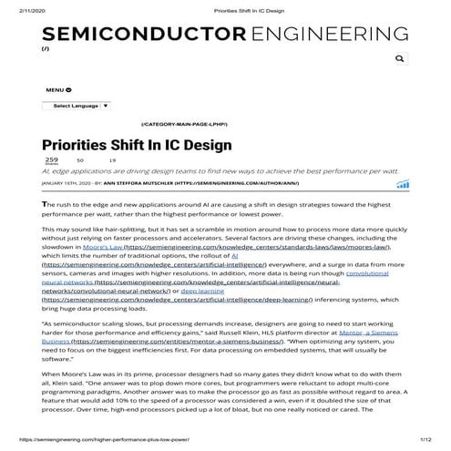 Priorities Shift In IC Design