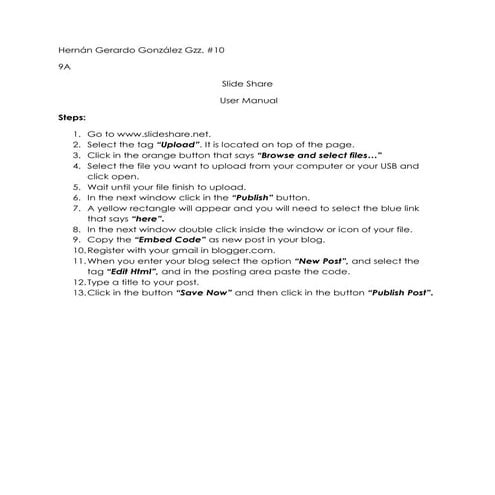 Slide Share User Manual | DOCX