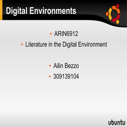 ARIN6912 Presentation Week 5: Digital Environments