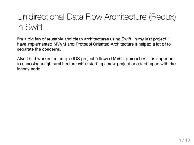 Unidirectional Data Flow Architecture (Redux) in Swift