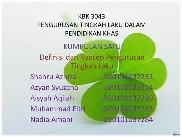 Slide Show Pengurusan Tingkah Laku