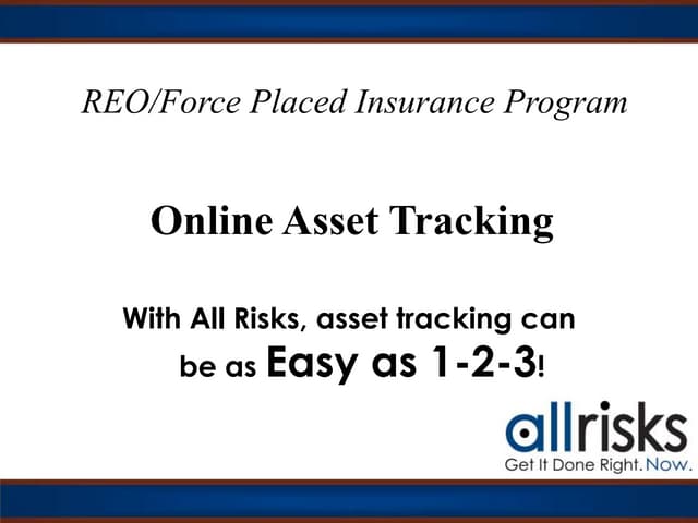 REO Portfolio Tracking as Easy as 1...