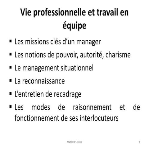 vie professionnelle et travail en équipe | PPTX
