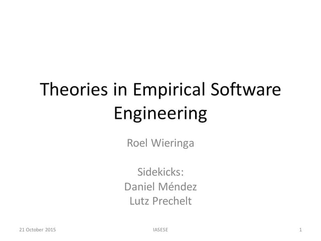 Theories in Empirical Software Engineering