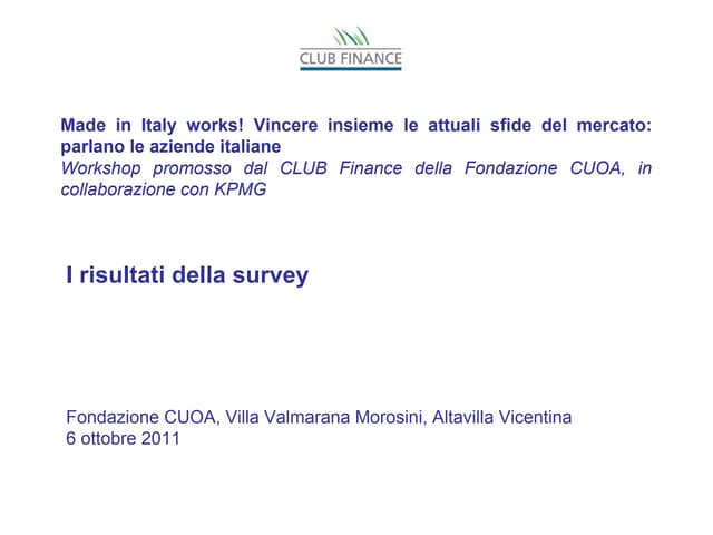 Made in Italy works: i risultati de...