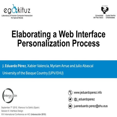 Elaborating a Web Interface Personalization Process