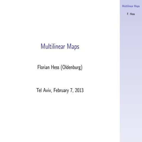 [Slides] Multilinear maps - Florian Hess (2013) | PDF