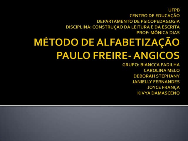 Método de Alfabetização Paulo Freir...
