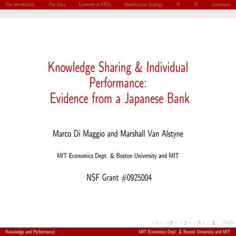 Knowledge Sharing and Individual Performance