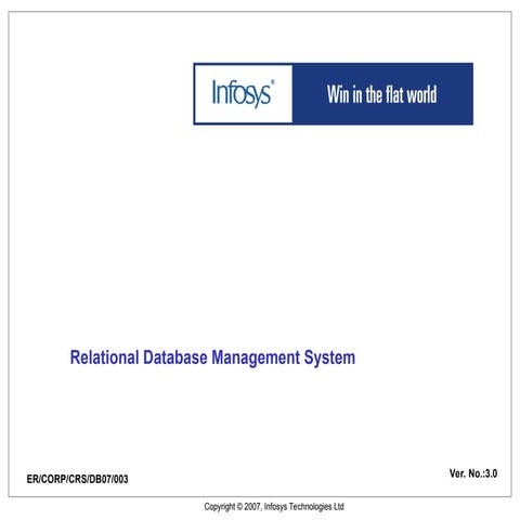 Relational Database Management System. Introduction of basic RDBMS ...