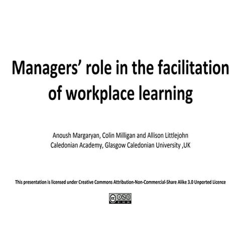 Managers' roles in the facilitation of workplace learning