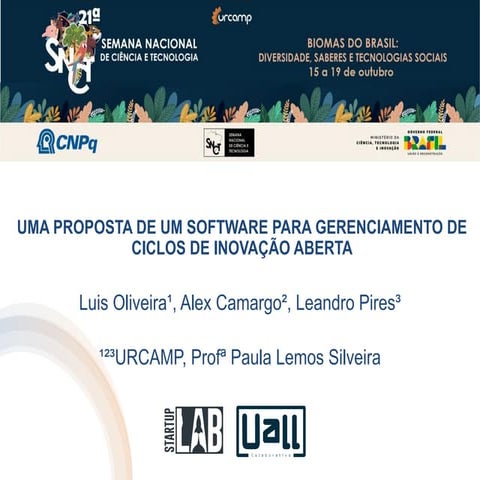 SNCT URCAMP - UMA PROPOSTA DE UM SOFTWARE PARA GERENCIAMENTO DE CICLOS DE INO...