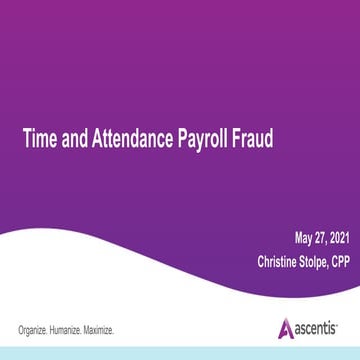 Payroll Webinar: Time & Attendance Payroll Fraud