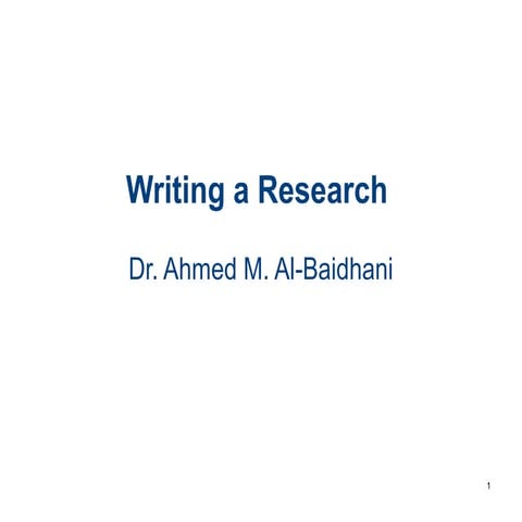 Writing a Research - Part 1