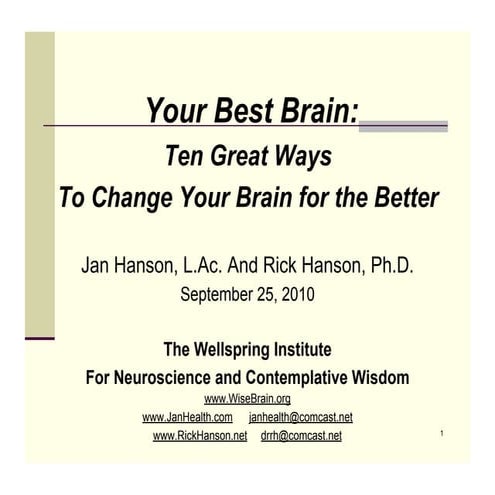 Your Best Brain - A Benefit for Wellspring Institute