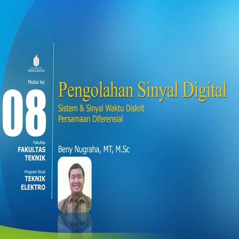 Pengolahan Sinyal Digital - Slide week 8  - persamaan beda