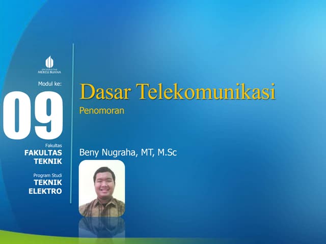 Dasar Telekomunikasi - Slide week 9 - penomoran