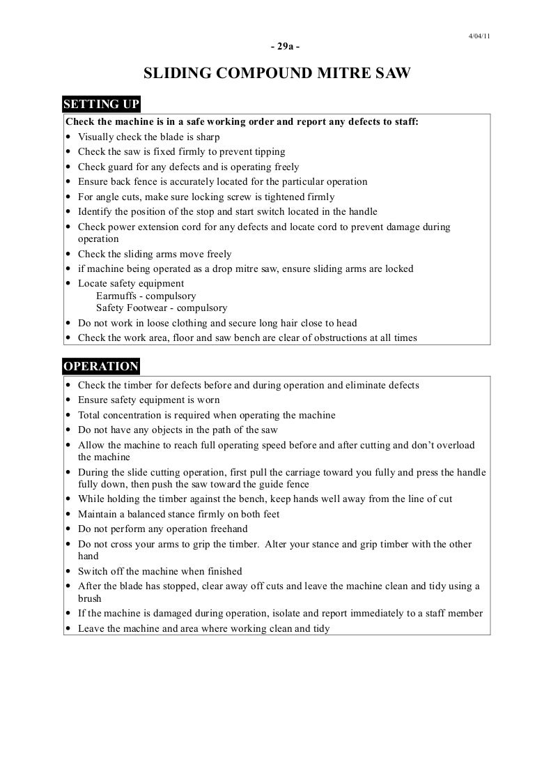 Sliding compound mitre saw safety sheet