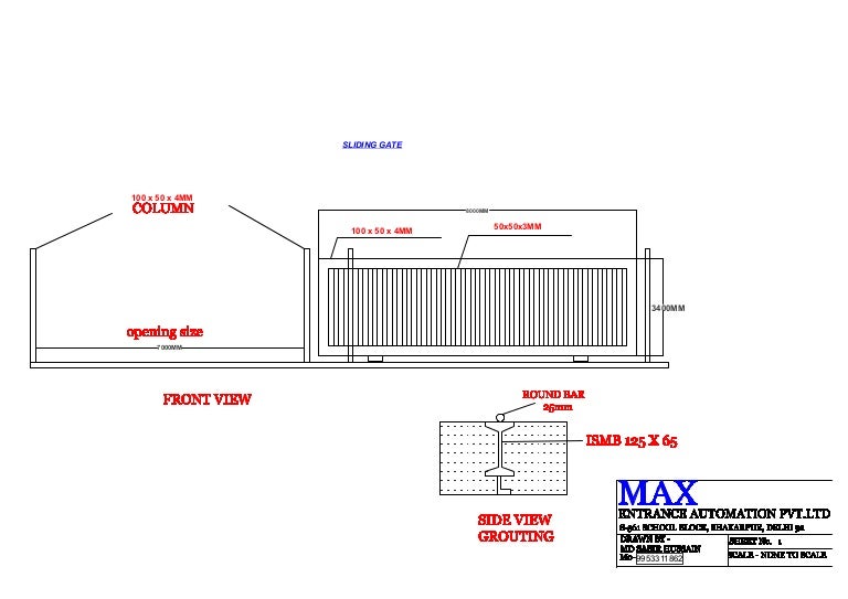 Sliding gate drawing