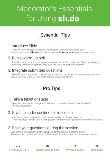 Slido Moderator's Checklist