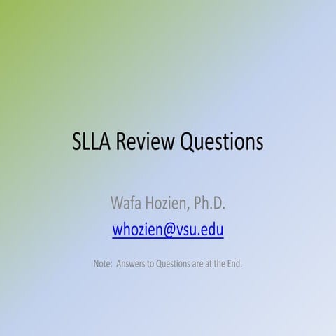 School Leaders Licensure Assessment Questions From: SLLA Crash Course (2017)