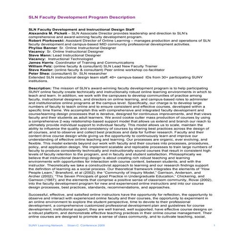 SLN facuty development program description