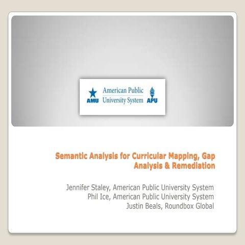 Semantic Analysis for Curricular Mapping, Gap Analysis & Remediation