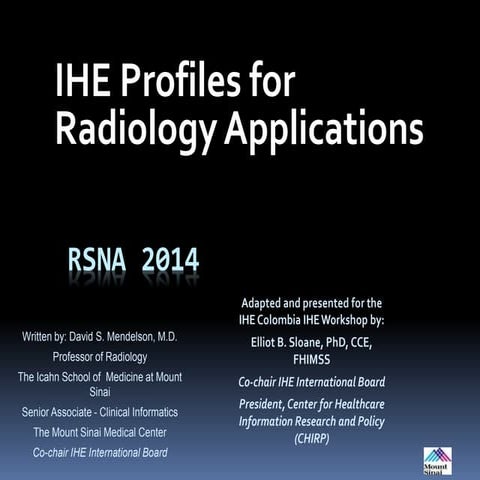 IHE / RSNA Image Sharing Project - IHE Colombia Workshop (12/2014) Module 5a