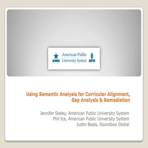 Using Semantic Analysis for Curricular Alignment (Sloan-C Presentation)