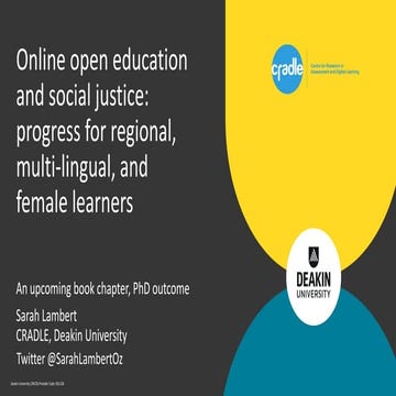 Online open education and social justice: progress for regional, multi-lingual and female learners