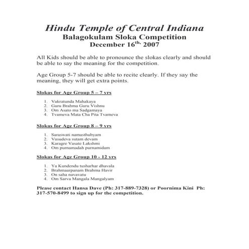 Sloka's and there meaning