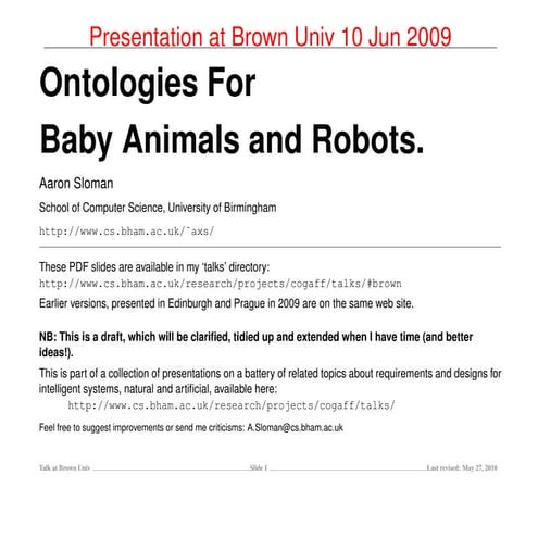 Ontologies for baby animals and robots From "baby stuff" to the world of adul...