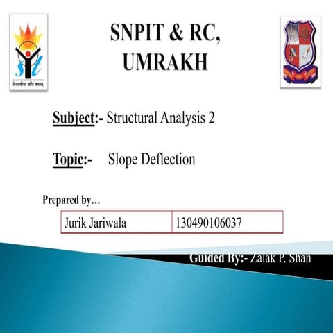 Slope deflection method for structure analysis in civil engineering