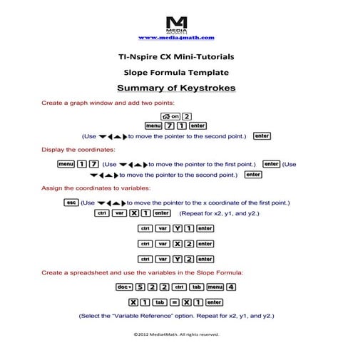 Slope formulatemplatecx2