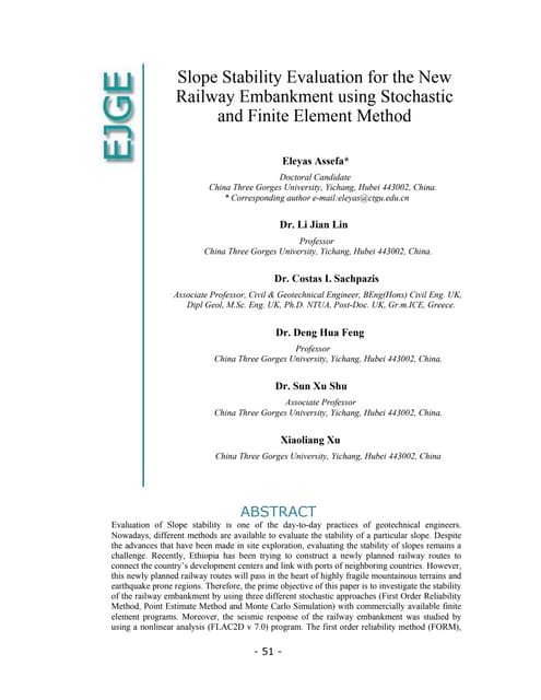 Slope Stability Evaluation for the New Railway Embankment using