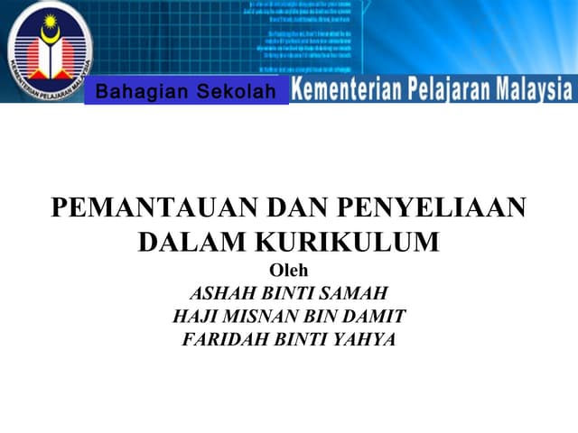 Pemantauan & Penyeliaan Kurikulum