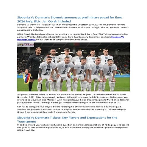 Slovenia Vs Denmark Slovenia announce preliminary squad for Euro 
