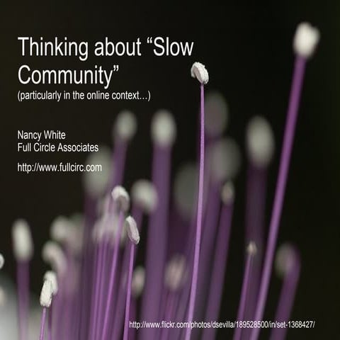 Thinking about “Slow Community”(particularly in the online context…)