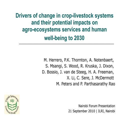 Drivers of change in crop-livestock systems and their potential impacts on ...