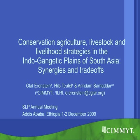 Conservation agriculture, livestock and livelihood strategies in the Indo-Ga...