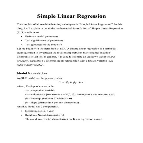 Simple Linear Regression | PDF