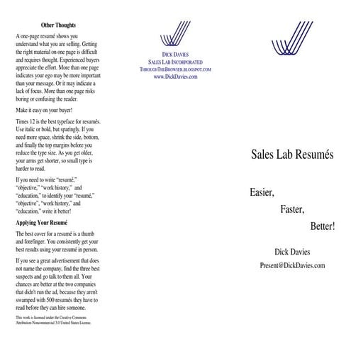 Sales Lab Resumes Handout