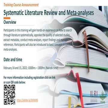 Training Course Announcement on Systematic Literature Review and Meta ...