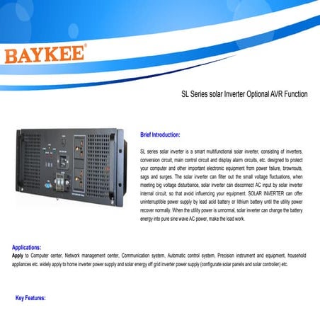 Baykee SL series solar inverter  Optional AVR Function