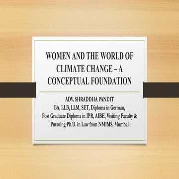 Women and the World of Climate Change- A Conceptual Foundation by Shraddha Pa...