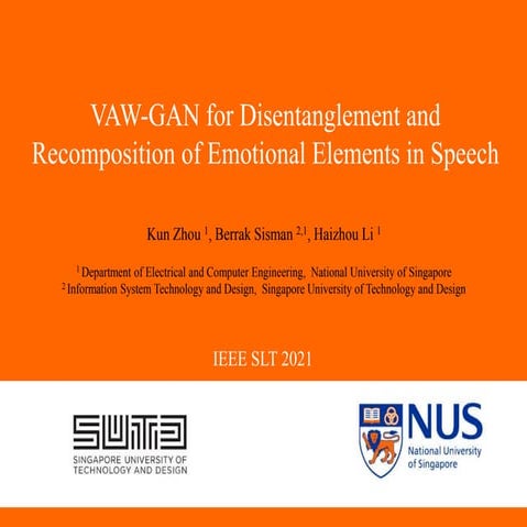 VAW-GAN for disentanglement and recomposition of emotional elements in speech