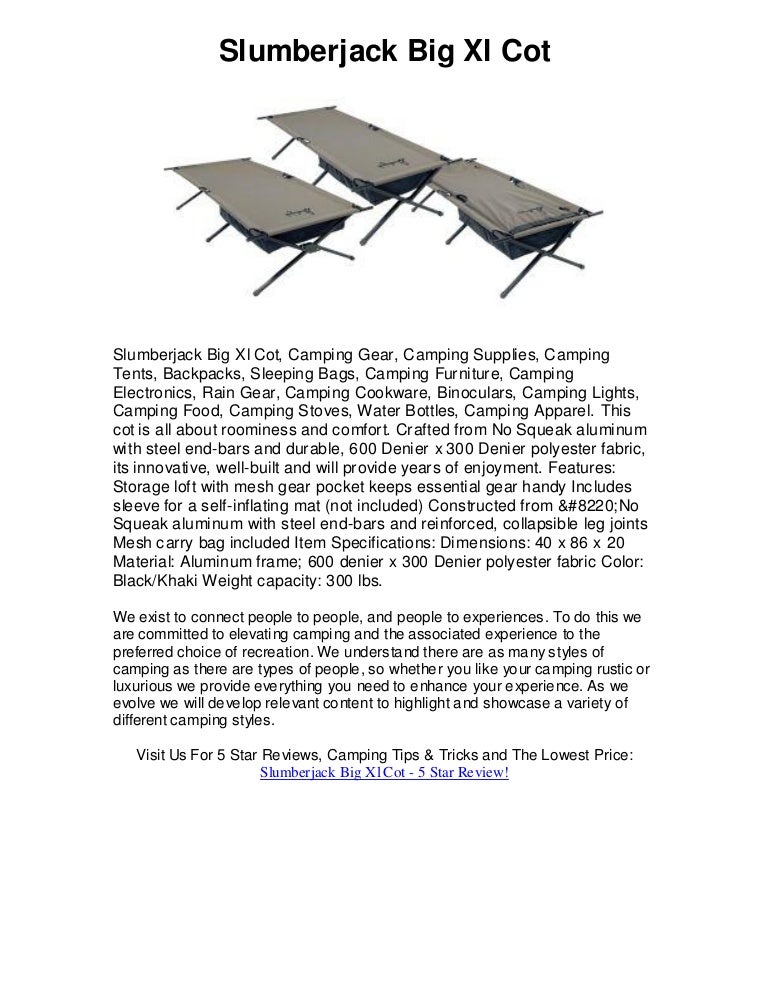 slumberjack xl cot