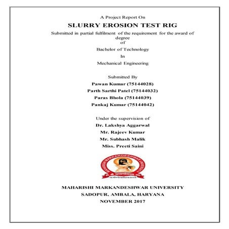 Slurry erosion test rig