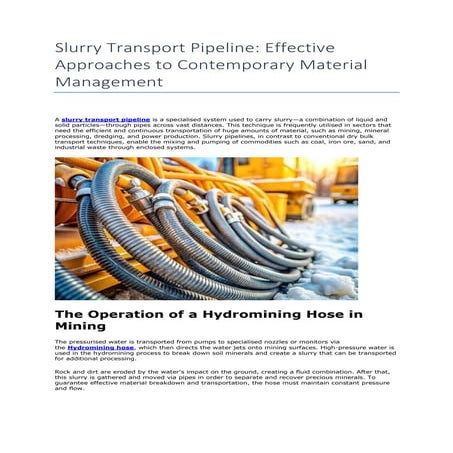 Slurry Transport Pipeline Effective Approaches to Contemporary Material ...